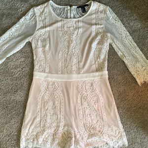 Lace zip back shorts romper